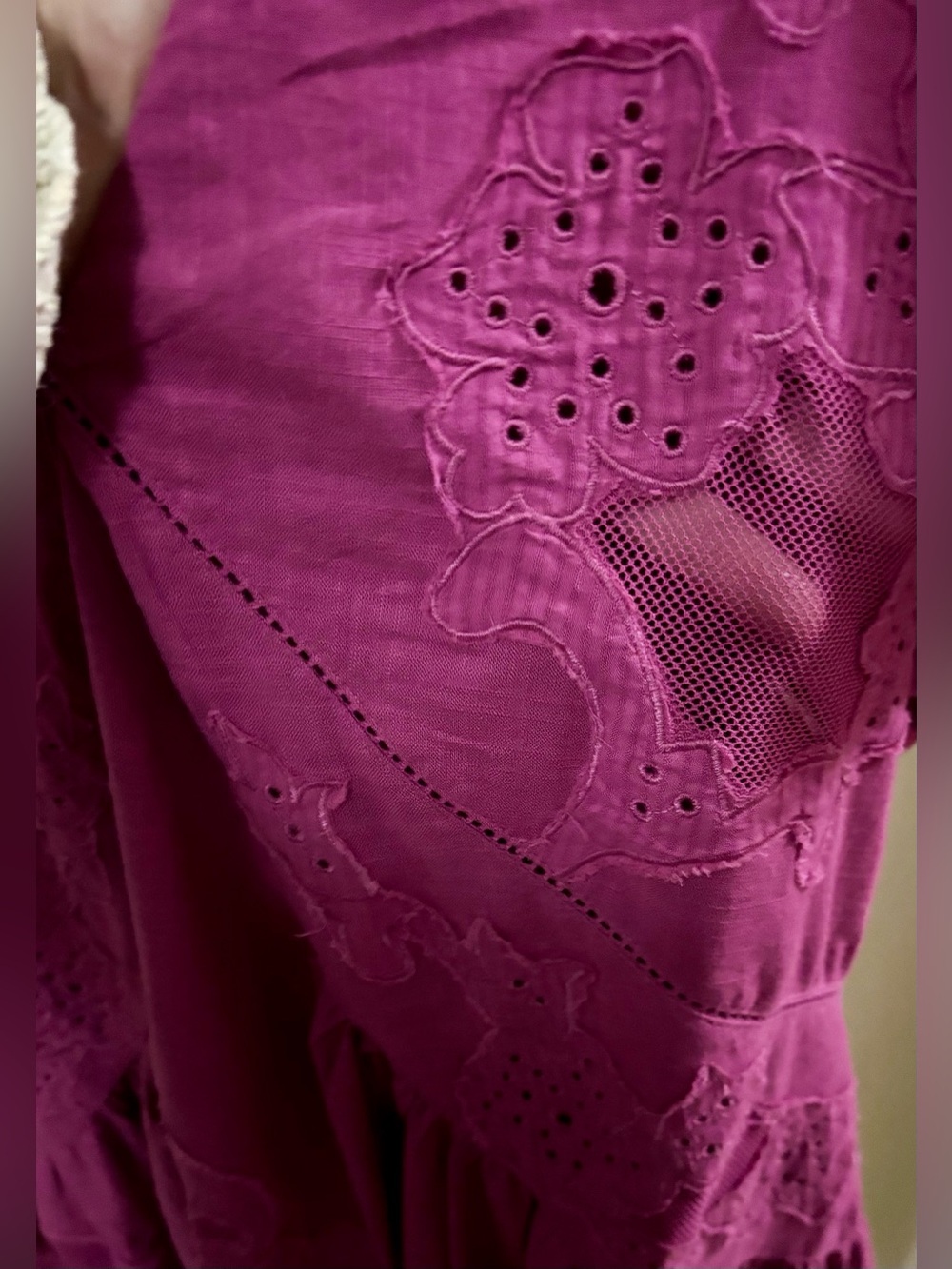 Free People Magenta Embroidered V-Neck Mini Dress - Picture 7 of 16